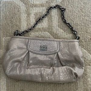 Used Coach grey snake skin-like clutch